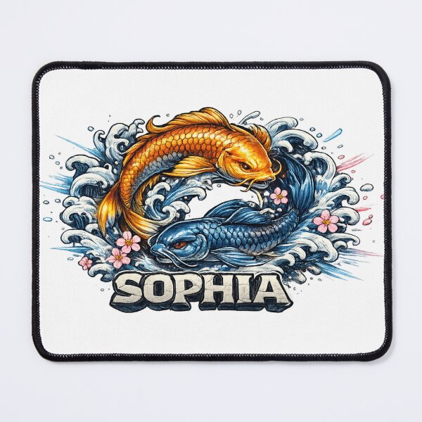 Item preview, Sophia Koi Fish Yin Yang – Personalized Name designed and sold by AlexLineArt.