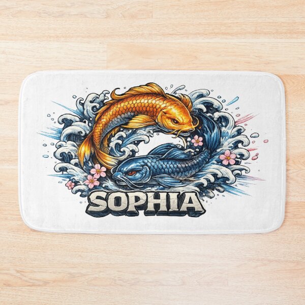 Item preview, Sophia Koi Fish Yin Yang – Personalized Name designed and sold by AlexLineArt.