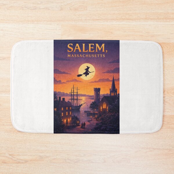 Item preview, Historic Salem Harbor Moonlit Skyline with Witch Trial Heritage designed and sold by Places On Earth.