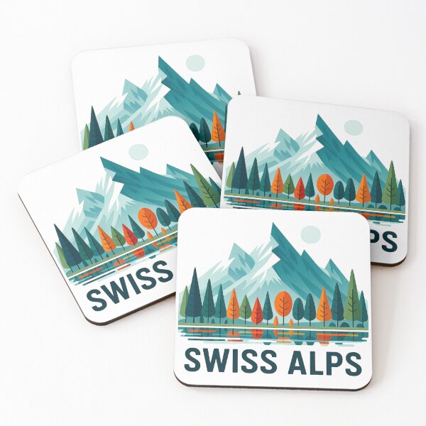 Item preview, Swiss Alps Switzerland Souvenir - Alpine Village & Mountain Lake Art designed and sold by OzzFrequency.