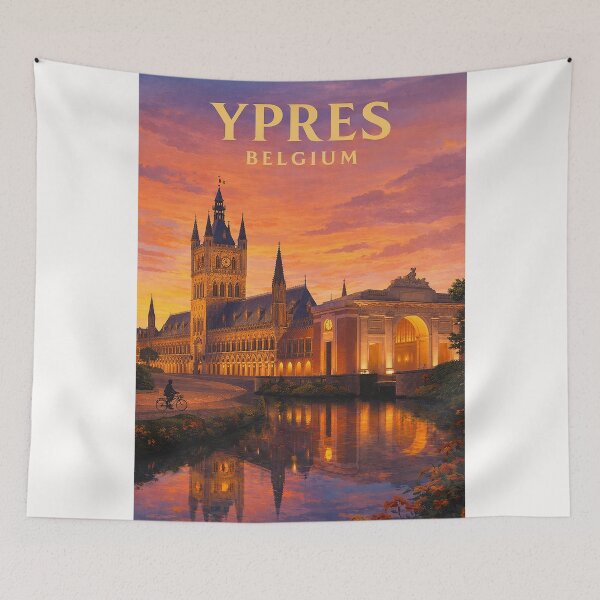 Item preview, Evening Reflection of Ypres Cloth Hall and Menin Gate in Belgium designed and sold by Places On Earth.