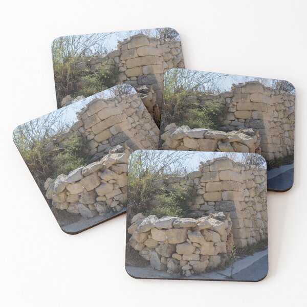Item preview, Sunlit Dry Stone Wall Lining a Rustic Rural Country Road in Mediterranean Countryside designed and sold by Nmallia.