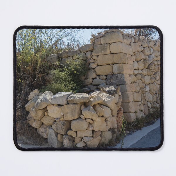 Item preview, Sunlit Dry Stone Wall Lining a Rustic Rural Country Road in Mediterranean Countryside designed and sold by Nmallia.