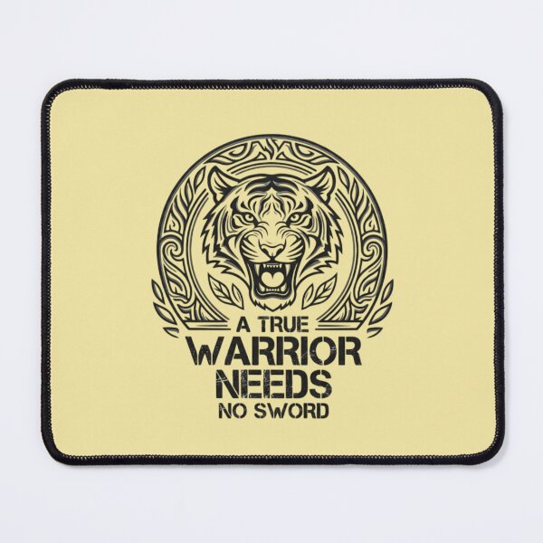 Item preview, A True Warrior Needs No Sword - Tribal Tiger Motivational Sticker  designed and sold by Amituniqart.
