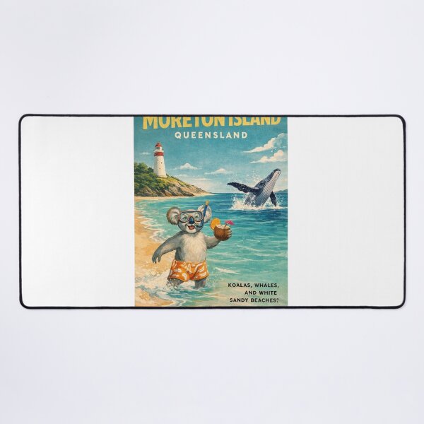 Item preview, Moreton Island Beach with Cape Moreton Lighthouse and Humpback Whale designed and sold by Aryabek.
