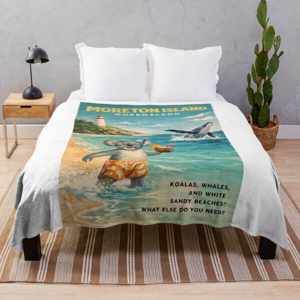 Item preview, Moreton Island Beach with Cape Moreton Lighthouse and Humpback Whale designed and sold by Aryabek.