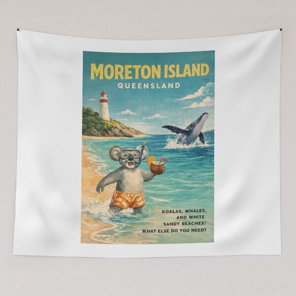 Item preview, Moreton Island Beach with Cape Moreton Lighthouse and Humpback Whale designed and sold by Aryabek.