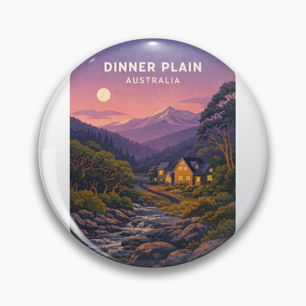 Item preview, Moonlit Dinner Plain Alpine Village in Victoria High Country Australia designed and sold by Aryabek.