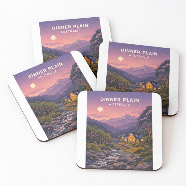 Item preview, Moonlit Dinner Plain Alpine Village in Victoria High Country Australia designed and sold by Aryabek.