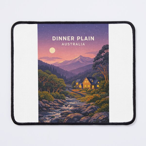 Item preview, Moonlit Dinner Plain Alpine Village in Victoria High Country Australia designed and sold by Aryabek.