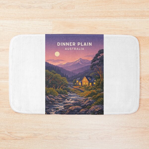 Item preview, Moonlit Dinner Plain Alpine Village in Victoria High Country Australia designed and sold by Aryabek.