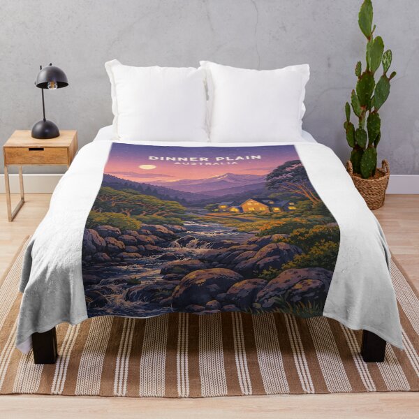 Item preview, Moonlit Dinner Plain Alpine Village in Victoria High Country Australia designed and sold by Aryabek.