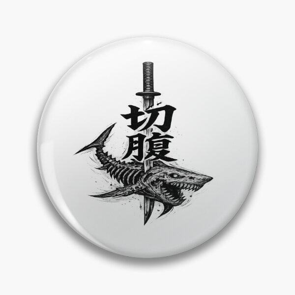 Item preview, Samurai Katana & Skeletal Shark Vintage Japanese Ink Art designed and sold by D.Shop.