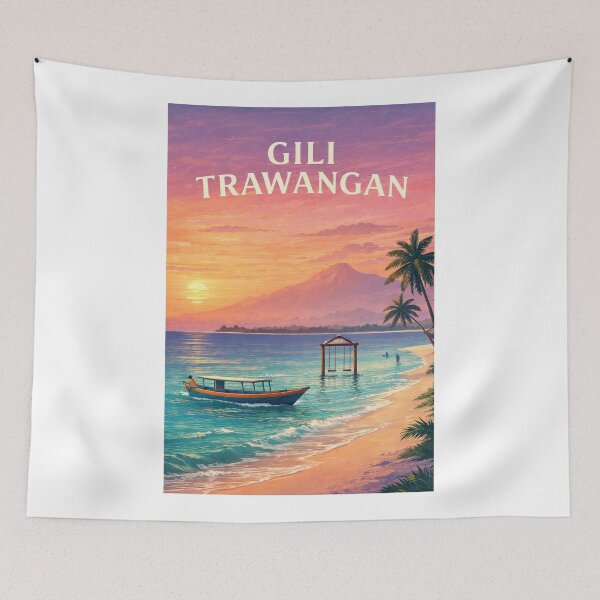 Item preview, Gili Trawangan Beach with Mount Rinjani and Lombok Indonesia designed and sold by Aryabek.