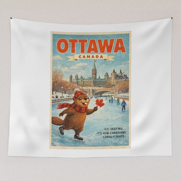 Item preview, Ottawa Parliament Hill and Rideau Canal Winter in Ontario Canada designed and sold by Aryabek.