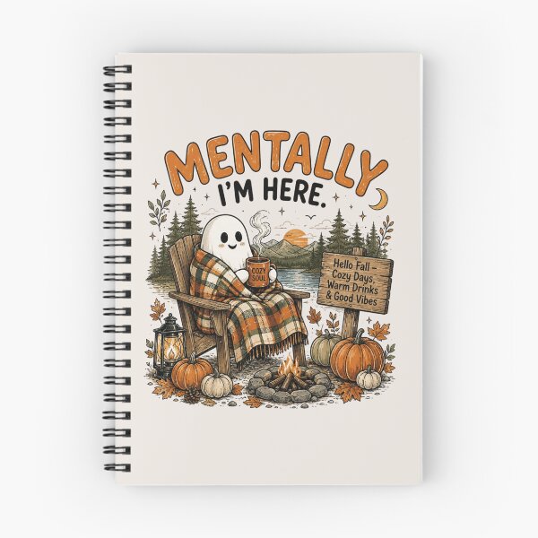 Item preview, Mentally I'm Here, Cozy Ghost Fall, Pumpkin Season, Cute Halloween, Fall Aesthetic designed and sold by Sprinkle12345.