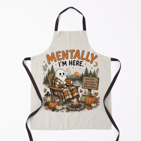 Item preview, Mentally I'm Here, Cozy Ghost Fall, Pumpkin Season, Cute Halloween, Fall Aesthetic designed and sold by Sprinkle12345.