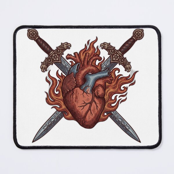 Item preview, Enemies To Lovers Crossed Swords Flaming Heart designed and sold by ryanguas.