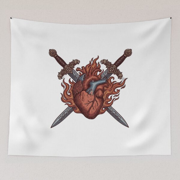 Item preview, Enemies To Lovers Crossed Swords Flaming Heart designed and sold by ryanguas.