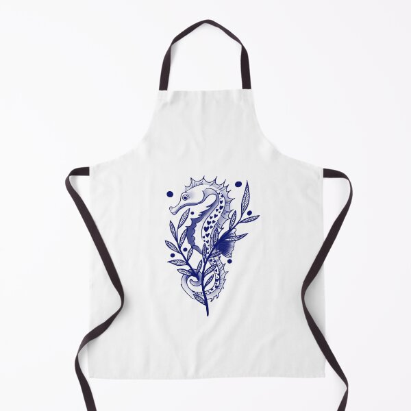 Item preview, Navy blue seahorse sketch ink old school designed and sold by suzysworld.