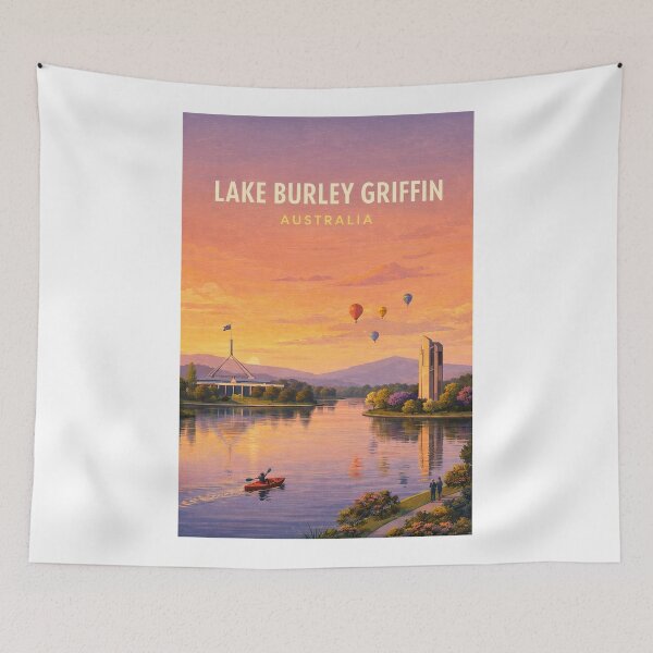 Item preview, Lake Burley Griffin Canberra Australian Capital Territory Sunset Skyline designed and sold by Aryabek.