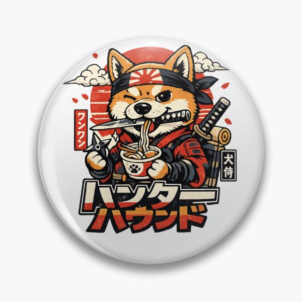 Item preview, Hungry Hound Shiba Samurai Ramen Japanese Cartoon T-Shirt designed and sold by D.Shop.