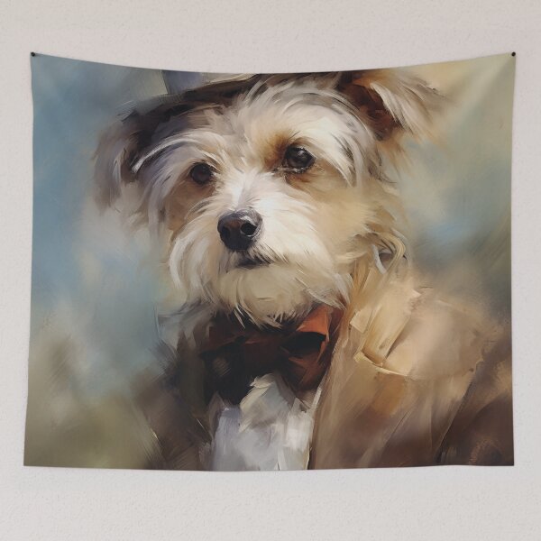 Item preview, Impressionist Terrier in a Hat and Bow Tie designed and sold by AniDragonfly.