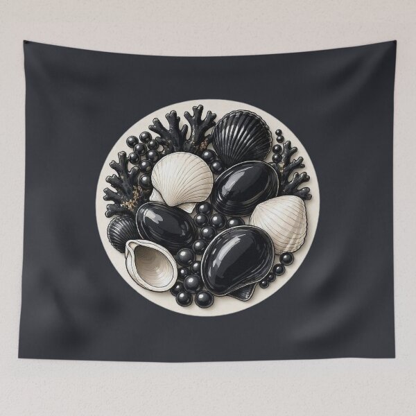 Item preview, Obsidian Seashells – Dark Botanical Collection designed and sold by Roberta Calabrese.