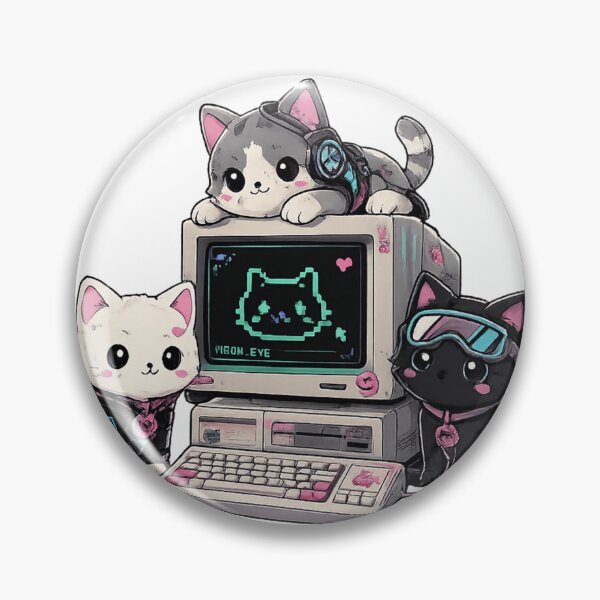 Item preview, Cyber Cats Retro Computer Kawaii Pixel Art Illustration designed and sold by D.Shop.
