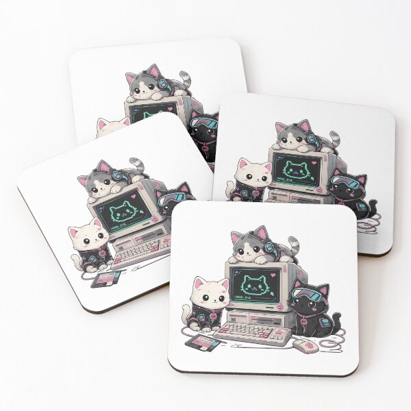 Item preview, Cyber Cats Retro Computer Kawaii Pixel Art Illustration designed and sold by D.Shop.