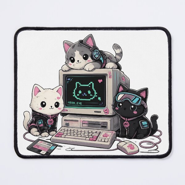 Item preview, Cyber Cats Retro Computer Kawaii Pixel Art Illustration designed and sold by D.Shop.
