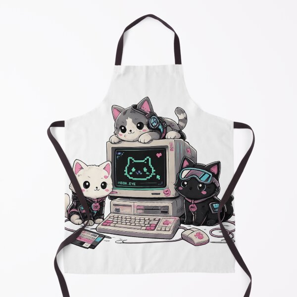 Item preview, Cyber Cats Retro Computer Kawaii Pixel Art Illustration designed and sold by D.Shop.