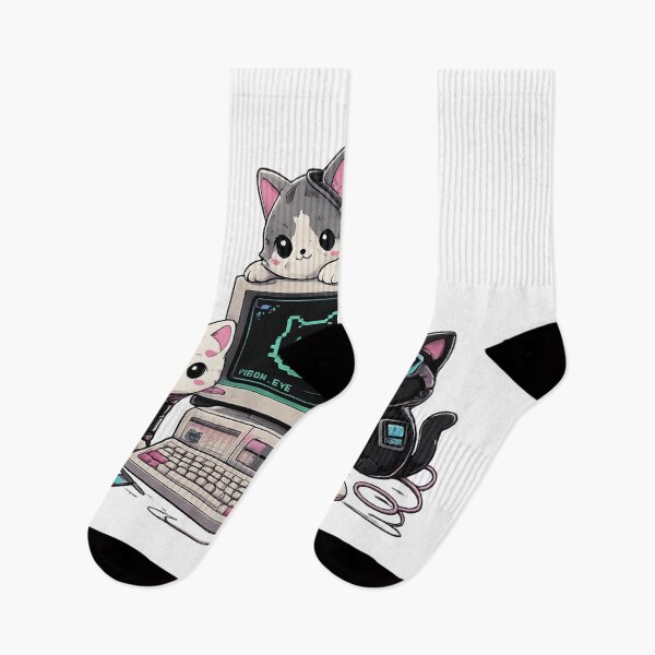 Item preview, Cyber Cats Retro Computer Kawaii Pixel Art Illustration designed and sold by D.Shop.