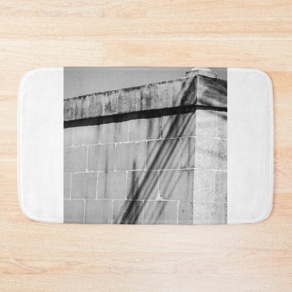Item preview, Black And White Stone Wall Corner With Spherical Finial And Diagonal Shadow Lines, Minimal Architecture designed and sold by Nmallia.