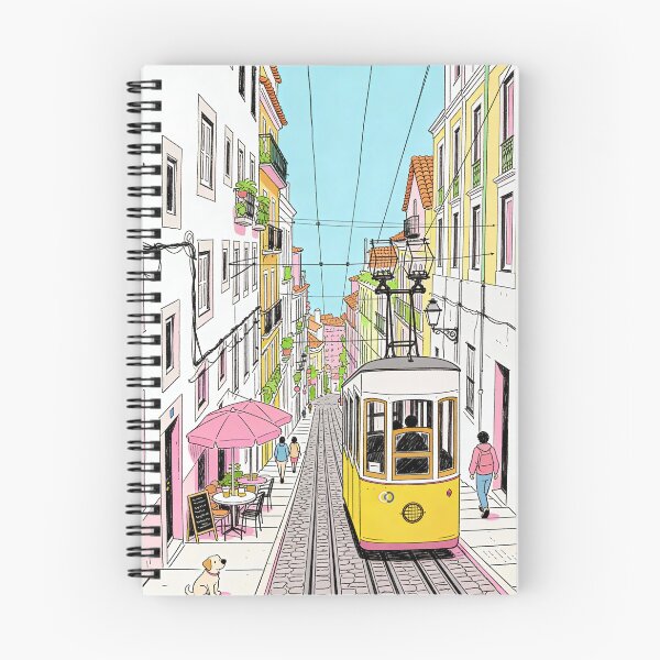 Item preview, Lisbon Portugal Tram Illustration Colorful Portuguese Street Art Pastel Cityscape European Travel Sketch Mediterranean Architecture Gift For Portugal Lover designed and sold by Kzara Visual.