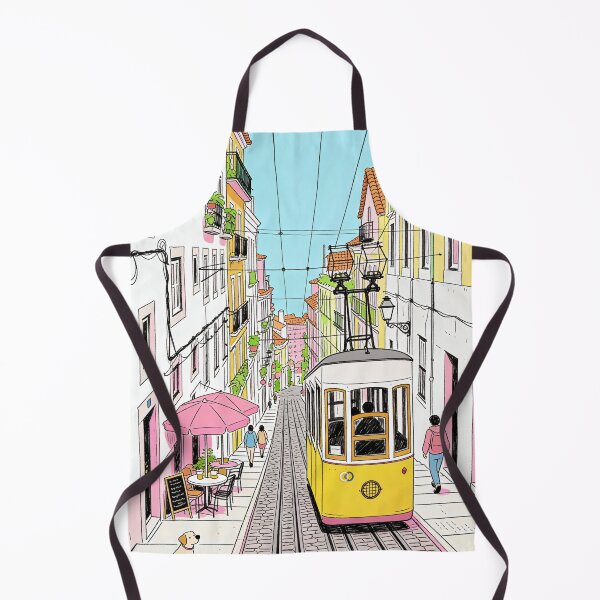 Item preview, Lisbon Portugal Tram Illustration Colorful Portuguese Street Art Pastel Cityscape European Travel Sketch Mediterranean Architecture Gift For Portugal Lover designed and sold by Kzara Visual.