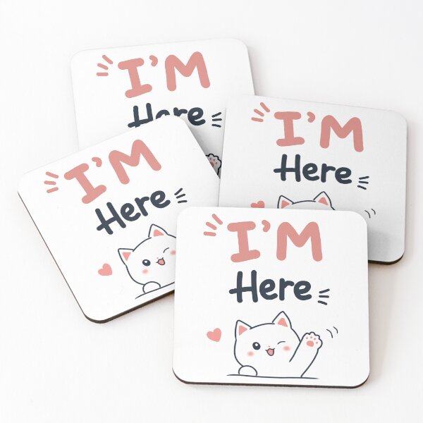 Item preview, I'm Here - Cute Minimalist Cat Quote | Simple Kawaii Doodle Illustration designed and sold by FennyWijayaMomo.