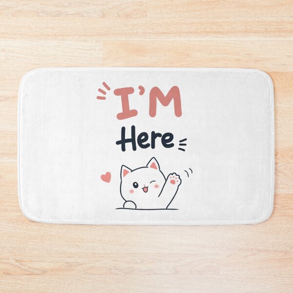 Item preview, I'm Here - Cute Minimalist Cat Quote | Simple Kawaii Doodle Illustration designed and sold by FennyWijayaMomo.