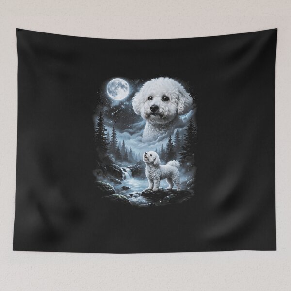 Item preview, Bichon Frise Howling to the Moon Retro 90's Dog designed and sold by FrankIsabel.