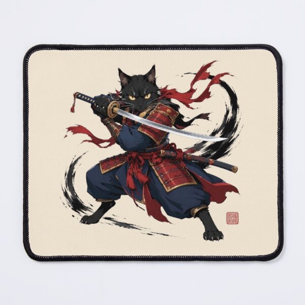 Item preview, Neko Samurai Black Cat | Feline Warrior with Katana | Japanese Art designed and sold by Natalia-Vlad.