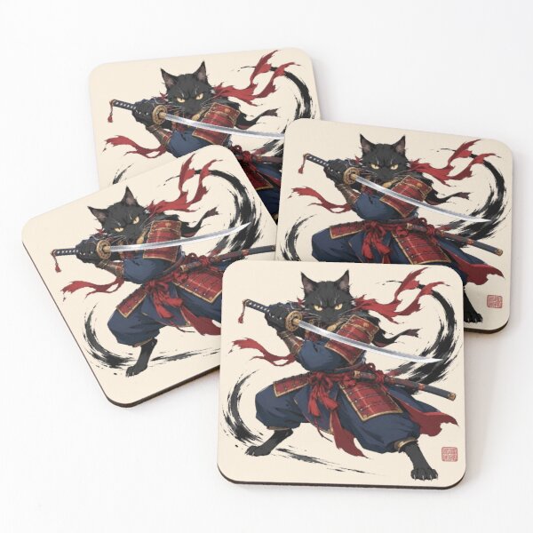 Item preview, Neko Samurai Black Cat | Feline Warrior with Katana | Japanese Art designed and sold by Natalia-Vlad.