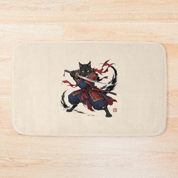 Item preview, Neko Samurai Black Cat | Feline Warrior with Katana | Japanese Art designed and sold by Natalia-Vlad.