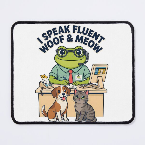 Item preview, Veterinary Receptionist Pet Lover Gift I Speak Fluent Woof and Meow Funny Frog designed and sold by WonderMugStudio.