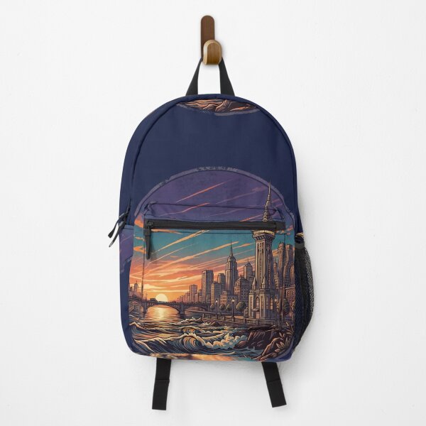 Item preview, Urban Cityscape Sunset Riverside Illustration designed and sold by artscripts.