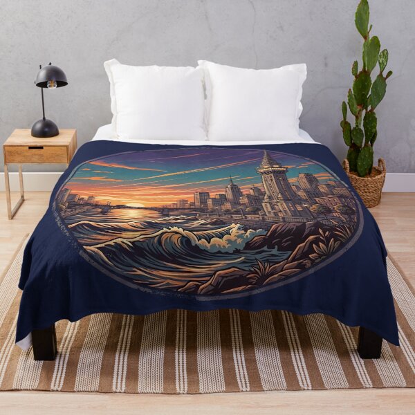 Item preview, Urban Cityscape Sunset Riverside Illustration designed and sold by artscripts.
