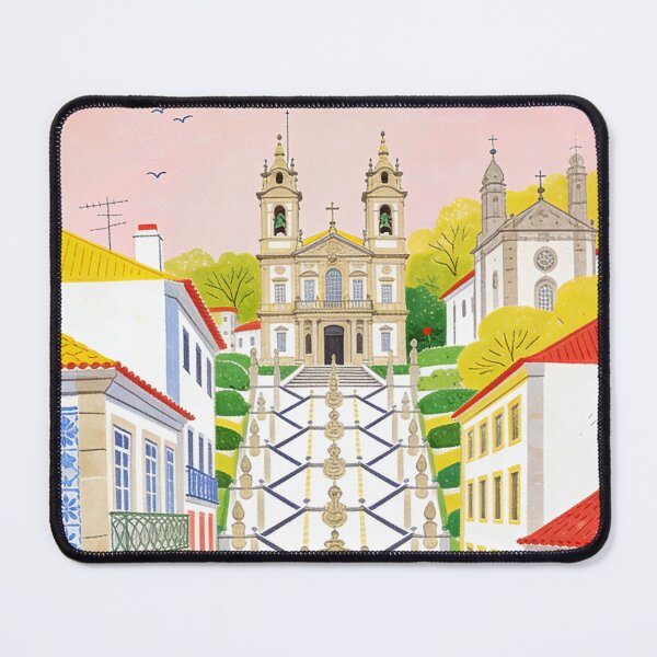 Item preview, Braga Portugal Illustration Bom Jesus Sanctuary Portuguese Architecture Historic City Streets European Travel Art Colorful Cityscape Gift For Portugal Lover designed and sold by Kzara Visual.