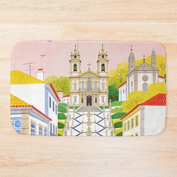 Item preview, Braga Portugal Illustration Bom Jesus Sanctuary Portuguese Architecture Historic City Streets European Travel Art Colorful Cityscape Gift For Portugal Lover designed and sold by Kzara Visual.