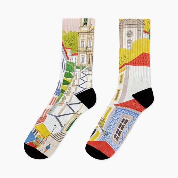 Item preview, Braga Portugal Illustration Bom Jesus Sanctuary Portuguese Architecture Historic City Streets European Travel Art Colorful Cityscape Gift For Portugal Lover designed and sold by Kzara Visual.