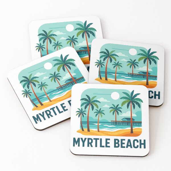 Item preview, Myrtle Beach South Carolina Souvenir - Ocean Pier & Palm Trees Art designed and sold by OzzFrequency.