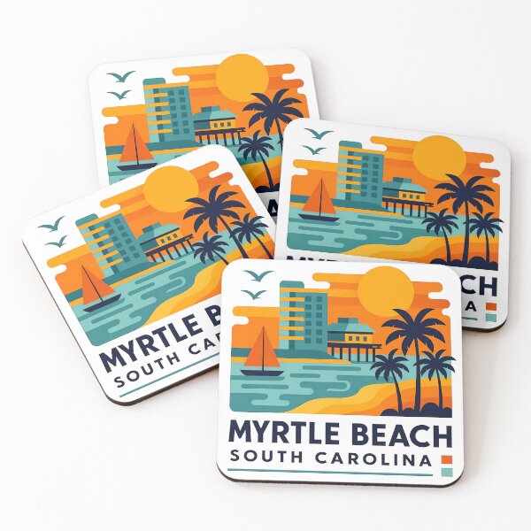 Item preview, Myrtle Beach South Carolina Souvenir - Ocean Pier & Palm Trees Art designed and sold by OzzFrequency.